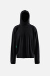 Hooded Waffle Top, Black