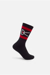 USA Cotton Socks (2 Pack), Black/Red Stripe