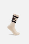 USA Cotton Socks (2 Pack), Cream/Black Stripe