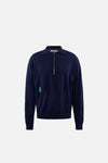 Merino Wool Quarter Zip Sweater, Navy