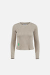 Fitted Long Sleeve Waffle T-Shirt, Stone Grey